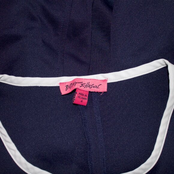 Betsey Johnson Navy/White Trim Front Zip Sleeveless Dress - Picture 5 of 5